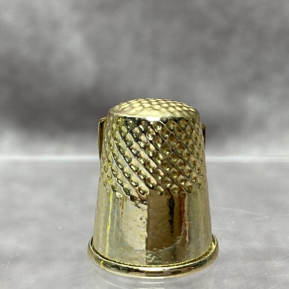 Gold-tone Souvenir Thimble With Rockford IL Cardinal Design Metal Shield - Picture 3 of 7